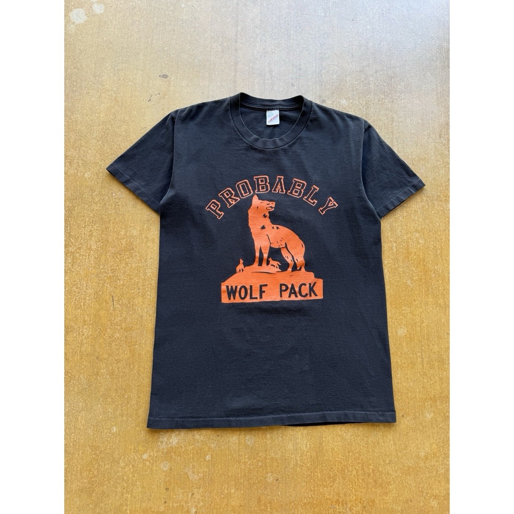 Vintage 90s Duke Probably Wolf Pack Black Nature Animal T-Shirt USA Made Large